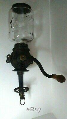 Vintage/Antique 1900's ARCADE CRYSTAL Cast Iron Wall-Mount Coffee Grinder Mill