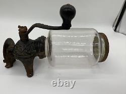 Vintage Antique ARCADE Crystal Cast Iron Coffee Grinder w Catch Cup, No Bracket