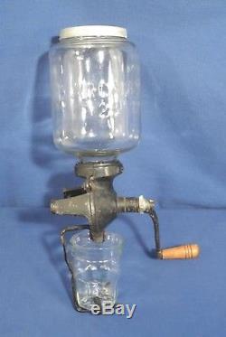 Vintage Antique Arcade Coffee Grinder #25 Wall Mount with Original Glass Cast Iron