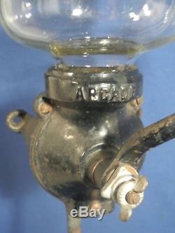 Vintage Antique Arcade Coffee Grinder #25 Wall Mount with Original Glass Cast Iron