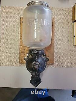 Vintage Antique Arcade Crystal Wall Mount Coffee Grinder 1910's with Jar