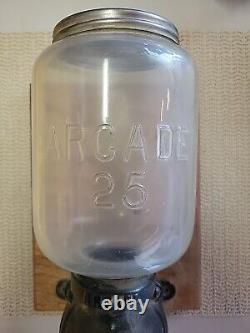 Vintage Antique Arcade Crystal Wall Mount Coffee Grinder 1910's with Jar