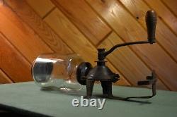 Vintage Antique Arcade Wall Mounted Coffee Grinder Embossed Lid Nice Patina