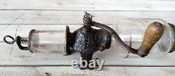 Vintage Antique Cast Iron Arcade Crystal No. 3 Coffee Grinder Mill with Bean Jar