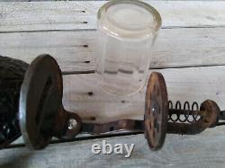 Vintage Antique Cast Iron Arcade Crystal No. 3 Coffee Grinder Mill with Bean Jar