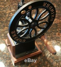 Vintage Antique Coffee Bean Mill Wheel Hand Crank Manual Grinder