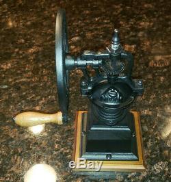 Vintage Antique Coffee Bean Mill Wheel Hand Crank Manual Grinder