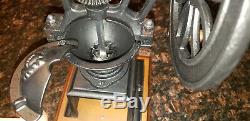 Vintage Antique Coffee Bean Mill Wheel Hand Crank Manual Grinder