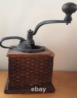 Vintage Antique Coffee Grinder Primitive Dovetailed Original