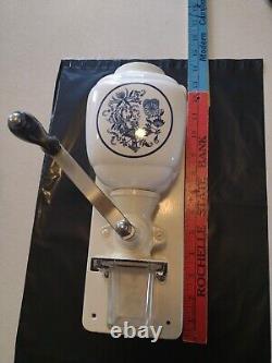 Vintage Antique Delft Blue & White Windmill Coffee Grinder Wall Mount with Cup&Lid