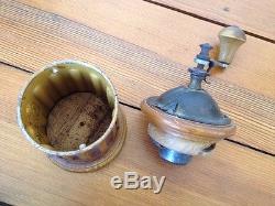 Vintage Antique FB Fabrica Nazionale Italian Hand Cranked Wood Coffee Grinder