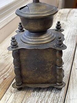 Vintage/Antique French Brass Coffee Grinder 1950-1960 Wood Handle Knob Works