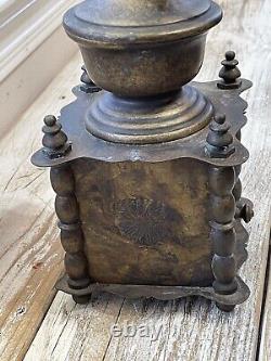 Vintage/Antique French Brass Coffee Grinder 1950-1960 Wood Handle Knob Works