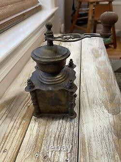 Vintage/Antique French Brass Coffee Grinder 1950-1960 Wood Handle Knob Works