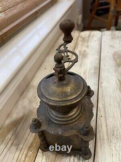 Vintage/Antique French Brass Coffee Grinder 1950-1960 Wood Handle Knob Works