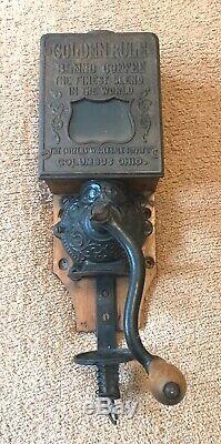 Vintage Antique Golden Rule Wall Mounted Coffee Grinder