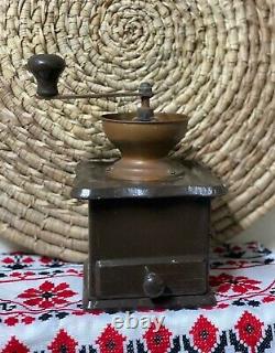 Vintage Antique Old Original Arabic Coffee Grinder Brass And Wood Rare