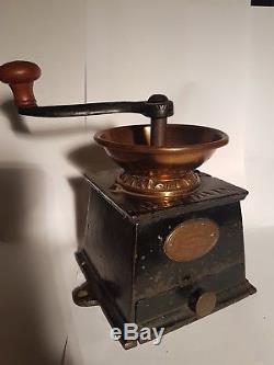 Vintage Antique Victorian Baldwin Son & Co. Brass Cast Iron Coffee Grinder