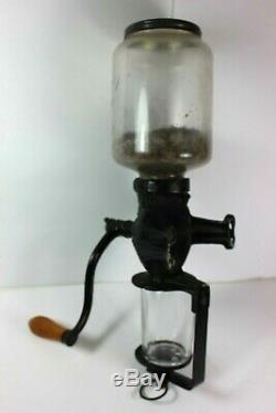 Vintage Arcade Coffee Grinder Wall Mount Antique with Original Freeport, ILL Glass