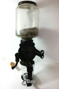 Vintage Arcade Coffee Grinder Wall Mount Antique with Original Freeport, ILL Glass