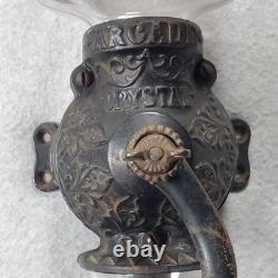 Vintage Arcade Crystal No 3 Wall Mounted Cast Iron Coffee Grinder Mill