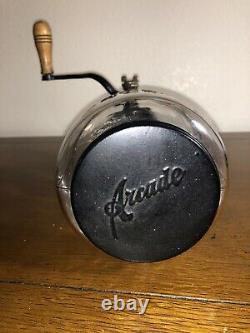 Vintage Atwood Antique Arcade 25 Hand-Crank Coffee Grinder Glass Wall Mount Mill