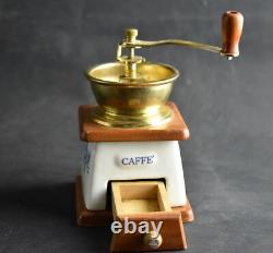 Vintage Beautiful Coffee Mill Grinder with Porcelain