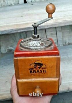 Vintage Brasil Hand Crank Coffee Grinder Made In Austria