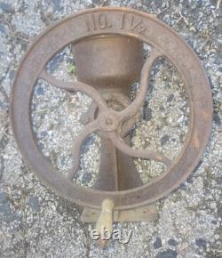 Vintage Cast Iron No. 1 1/2 Wheel Coffee Grinder Grist Mill Decor Country 12