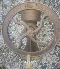 Vintage Cast Iron No. 1 1/2 Wheel Coffee Grinder Grist Mill Decor Country 12
