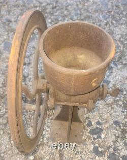 Vintage Cast Iron No. 1 1/2 Wheel Coffee Grinder Grist Mill Decor Country 12