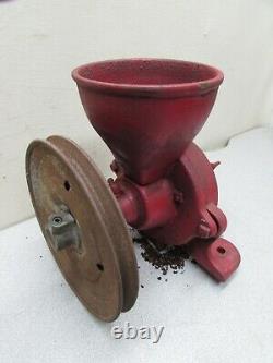 Vintage Cast Iron Primitive Coffee Grinder Spice Grain Mill Hand Crank Pully