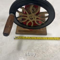 Vintage Cast Iron Single Wheel Manual Coffee Grinder Mill Red WORKS Adjustable G