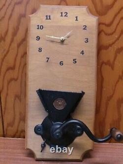 Vintage Charles Parker Company Coffee Grinder Mounted On Clock