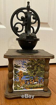 Vintage Coffee Grinder Iron Mill Design With Ceramic Sides Great Condition Rare