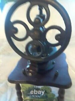 Vintage Coffee Grinder Mill Hand Wood Cast Iron Dove Tail Kitchen Décor