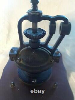 Vintage Coffee Grinder Mill Hand Wood Cast Iron Dove Tail Kitchen Décor
