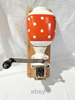 Vintage Coffee Grinder Scarce German Porcelain Orange Retro Armin Trosser HT -AF