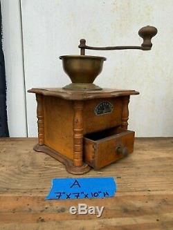 Vintage Coffee Grinder, Wood and Metal Coffee Grinder, Coffee Bar Farmhouse Kitc