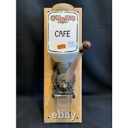 Vintage Collectible Wall Coffee Grinder 42 cm Rare Wood Metal Ceramic Iron