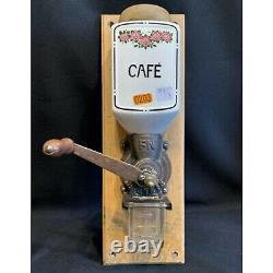 Vintage Collectible Wall Coffee Grinder 42 cm Rare Wood Metal Ceramic Iron