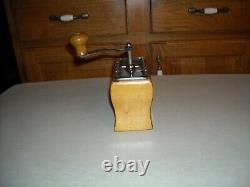 Vintage DE VE Wooden Coffee Spice Grinder Made in Holland Turns freely