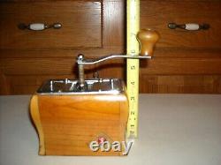 Vintage DE VE Wooden Coffee Spice Grinder Made in Holland Turns freely