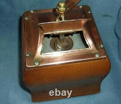 Vintage De Ve Copper Top Wooden Hand Crank Coffee Grinder Holland