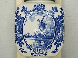 Vintage De Ve Holland BLUE DELFT Windmill Wall-Mount Coffee Grinder COMPLETE