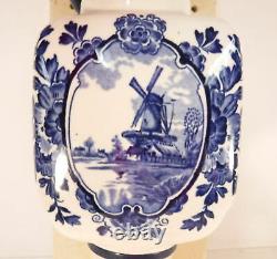 Vintage De Ve Holland Blue Delft Windmill Wall-Mount Coffee Grinder with Screws