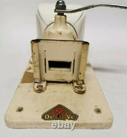 Vintage De Ve Holland White Blue Wall Mounted Coffee Grinder Mill Deve