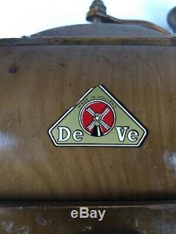 Vintage DeVe DE VE Wooden Wood Coffee Spice Grinder Made in Holland WORKS