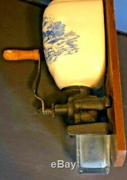 Vintage Dutch Blue Mill Delft wall mounted coffee grinder
