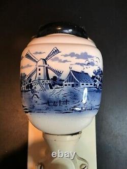 Vintage Dutch Blue& White Porcelain Wall Coffee Grinder. By CI #2033. Germany